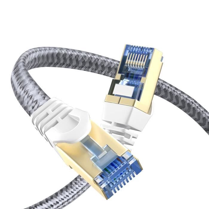 Câble Ethernet Plat Cat 7 Snowkids - 10Gbps, 600MHz, 5m - Pour Gaming Et Réseau Domestique