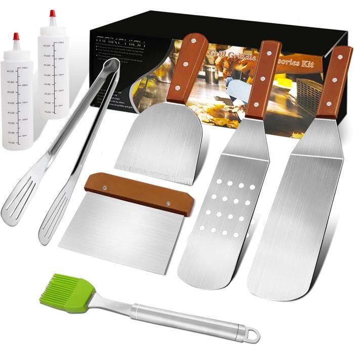 MUJUZE Set de Accessoire Plancha INOX,Kit Plancha Cadeau Homme Papa MUJUZE Set de Accessoire Plancha INOX,Kit Plancha Cadeau Homme Papa