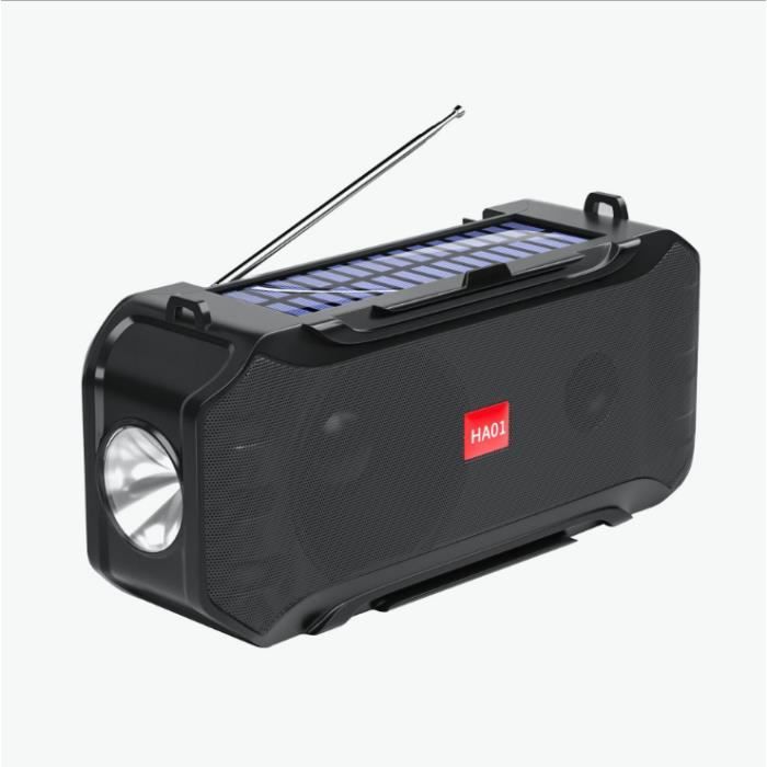 Haut-parleur bluetooth sans fil solaire multifonctionnel radio FM lampe de poche portable haut-parleur bluetooth extérieur sports