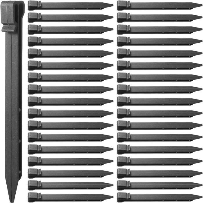 Lot De 22 Piquets De Terre En Plastique Robuste 24 Cm – Noir, Pour Tentes, Toile De Jardin, Sols Souples
