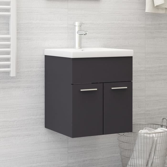 meuble de salle de bain - simple vasque - l 41cm, meuble sous lavabo, meuble de rangement de salle de bain, gris p57