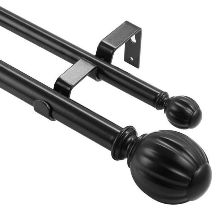 Barres De Rideau Double En Inox – Longueur 2,50 M – Diamètre 20 Mm, Avec Supports Et Fixations