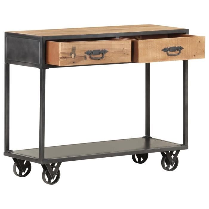 Table console - Bois de récupération - 90x35x74 cm - Style industriel - Finition aspect bois