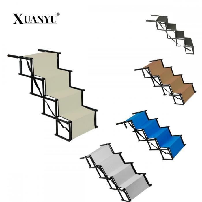 Comparer les prix de Escalier pour chien - XUANYU - Rampe pliable - 4 marches - Beige - Support jusquà 75 kg