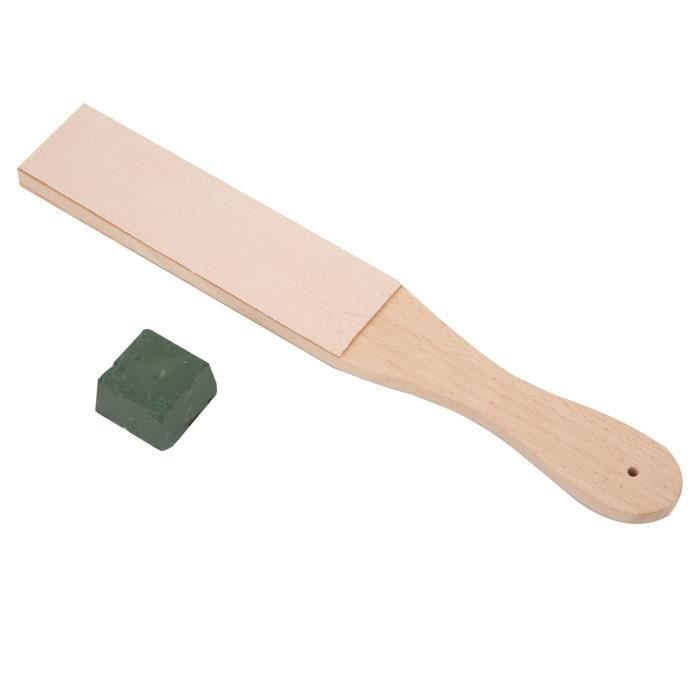 Lot De 2 Courroies D'affûtage En Cuir Avec Composés Vert Et Blanc - 2,5 X 76,2 Cm - Pour Couteaux, Outils