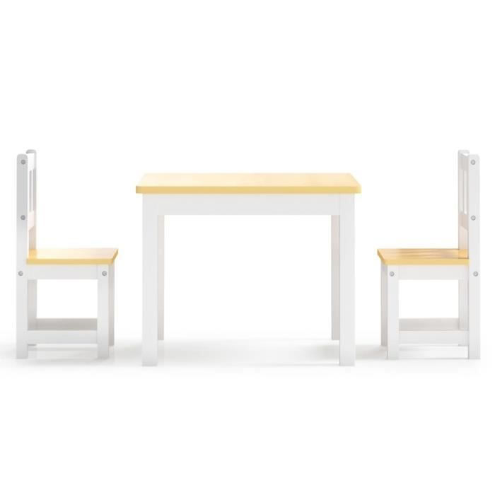 LEADZM Bureau Pour Enfants, Table Enfant 3-en-1 Avec 2 Chaises (3 Pièces), Table à Dessin Avec Espace De Rangement En Bois - Polyvalente Pour Manger, Étudier Et Jouer(Nature