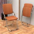 Chaises pliantes rembourrées en simili cuir - VIVOLIL - Orange - 46 x 52 x 85 cm-1