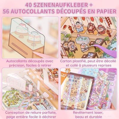 40 Pièces 3D Autocollant Scene, House Sticker Scene Kit pour Adulte Enfants | Autocollant Scene Miniature, Cosy Sticker Therapy, Autocollants, Miniature House, Pincette, Activité Manuelle