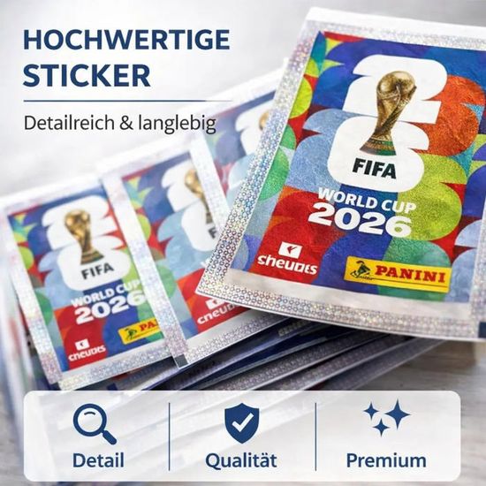 Stickerbox Football Mondial 2026 – 50 Pochettes, 350 Stickers – Album, Échanges, Collection – Cadeau Enfants Fans
