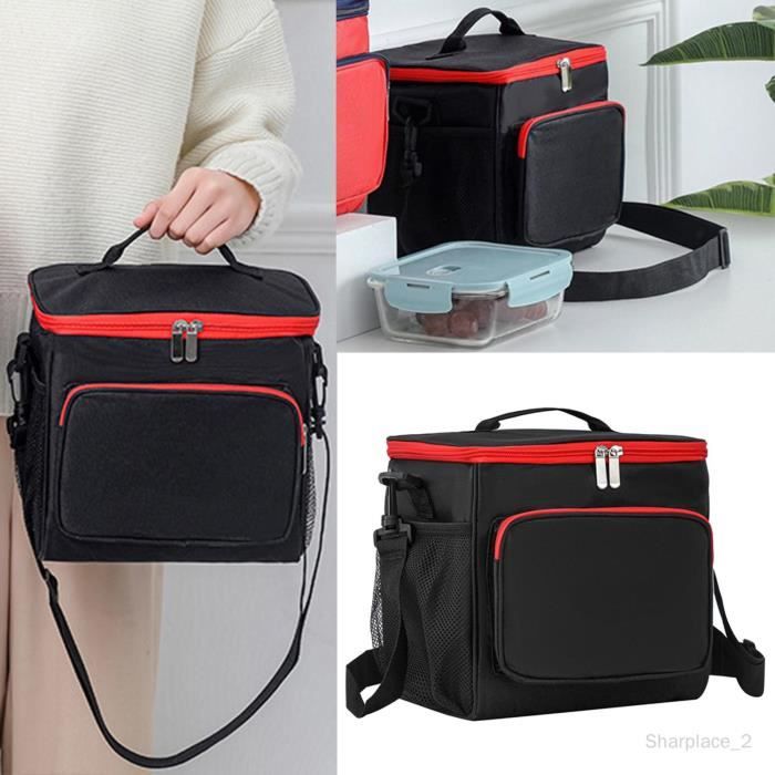 Khiry Sac à Déjeuner Isotherme Avec Sac Latéral - Motif Cœurs Rouges - Pour Homme Et Femme