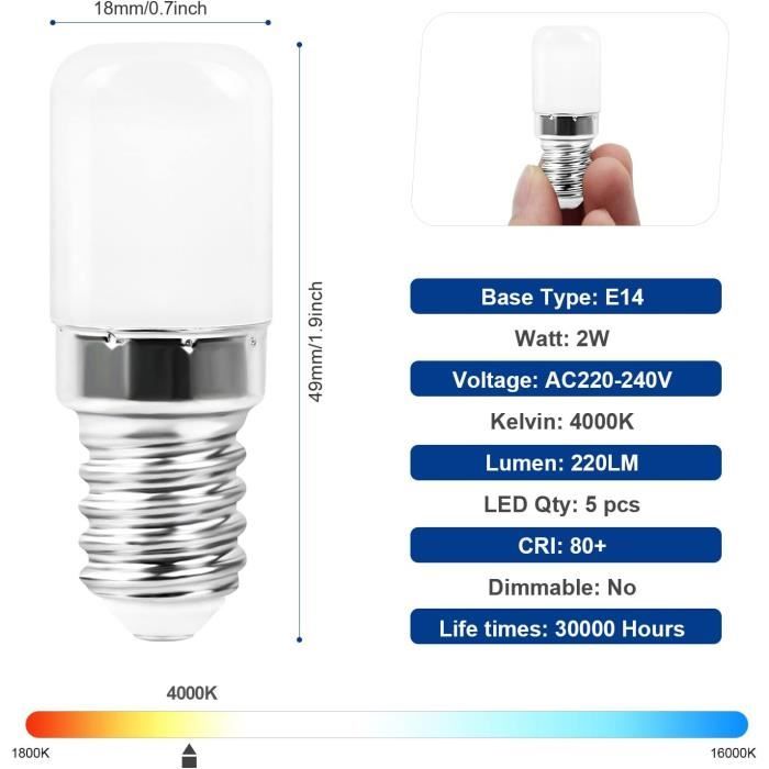 Led E14 Ampoules Pour Réfrigérateur Mini Ampoule Led E14 Blanc