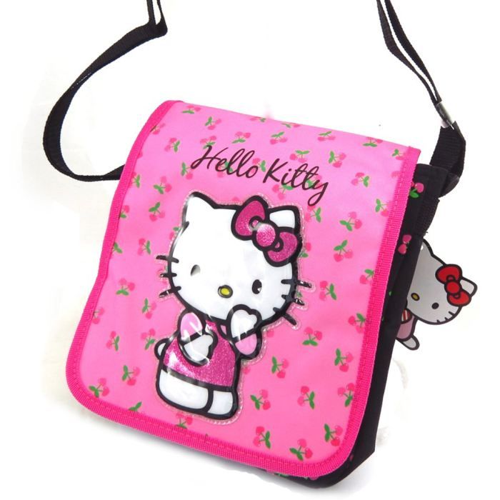 Sac à Main Hello Kitty Noir Brodé – Style Top Handle – Sanrio Vintage Kawaii