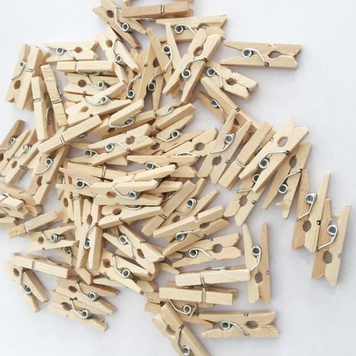 50 mini pinces à linge en bois - naturel