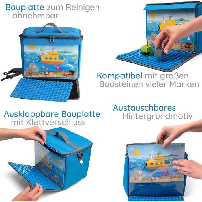 Fantifant Sac De Rangement Pour Blocs De Construction Avec Plaque De Base Pliable – Compatible Avec Duplo Et Grandes Briques – Bandoulière Incluse