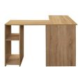 FurnitureR  Bureau d'ordinateur angle droit en bois en forme de L   avec 2 Compartiments de Rangement en MDF L 120cm-2