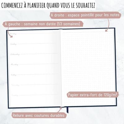 Agenda Semainier & Carnet de notes 2024 (A5) NATURAL AFFAIR,13 mois,  Francais chez Semikolon