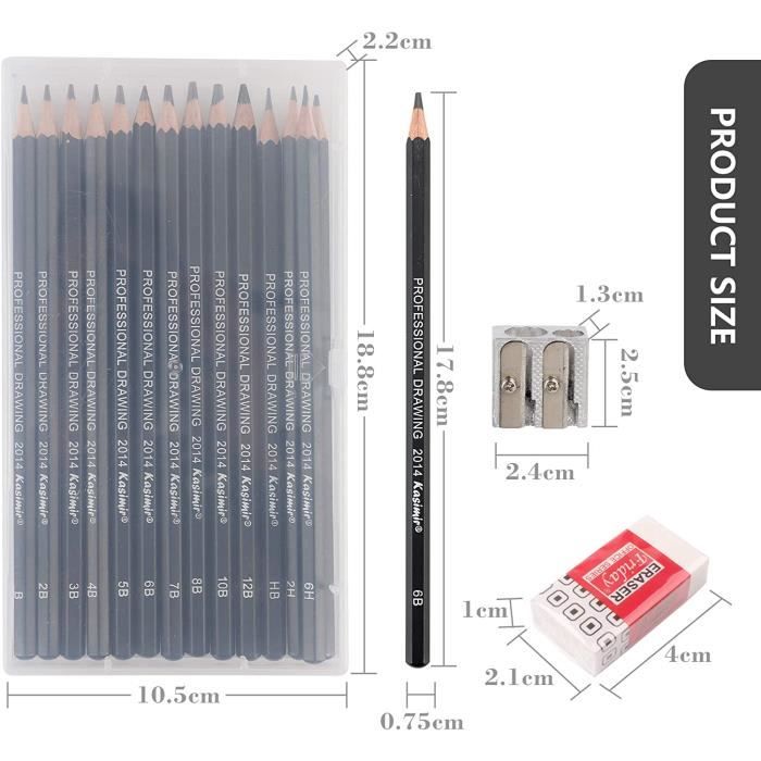 14 Crayons Dessin, Professionnel Crayon Papier 12B, 10B, 8B, 7B, 6B, 5B,  4B, 3B, 2B, B, HB, 2H, 4H, 6H307 - Cdiscount Beaux-Arts et Loisirs créatifs