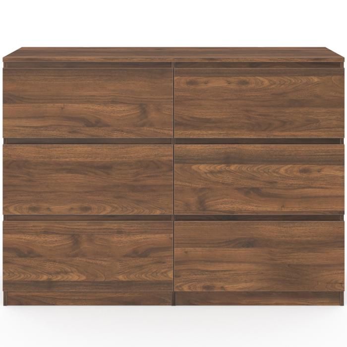 Commode 6 Tiroirs TOMI 110 Cm - Bois Noir | Rangement Pratique Pour Chambre Ou Bureau | Design Moderne Et Élégant