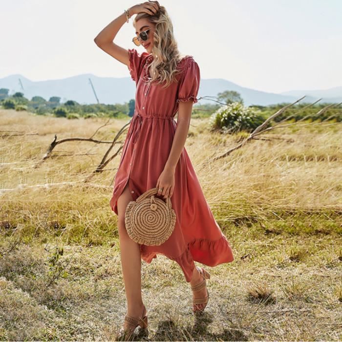 Robe longue sales été manches courtes