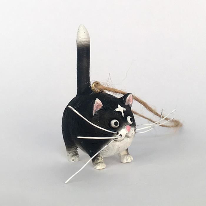 2Pcs Mini Figurine de Chat en Résine Pendentif Noël pour Voiture