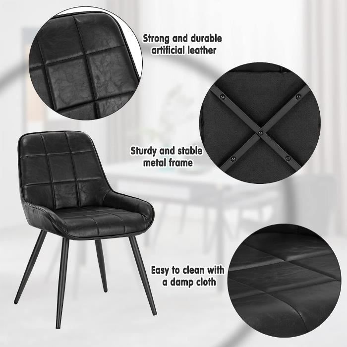 Lot de 4 chaises scandinaves en simili cuir et métal