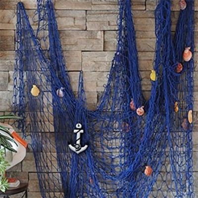 Filet De Pêche Décoratif, 1 X 2 M, Filet De Pêche Décoratif Sur Le Thème De La Plage, Décoration Murale à Suspendre Pour Fête Sur Le Thème Nautique Pirate Hawaïen (bleu