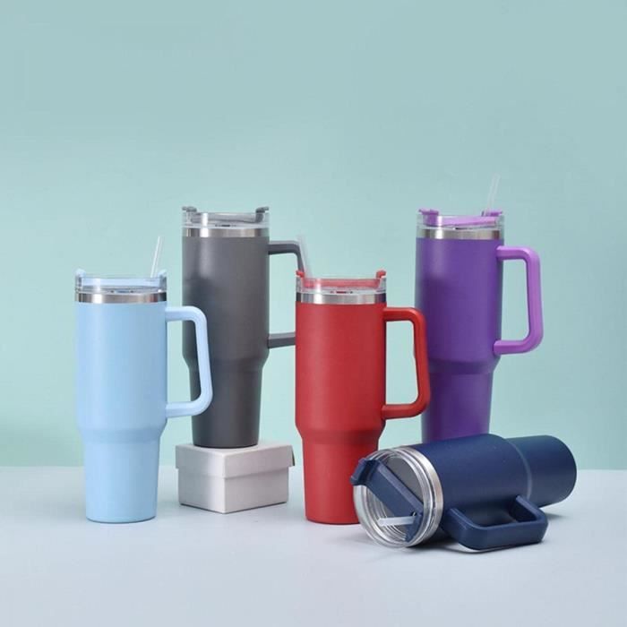 Gobelet Isotherne Asanteur 1,2 L Avec Paille – Acier Inox Double Paroi, Poignée, Couvercle étanche, Finition Mate - 2