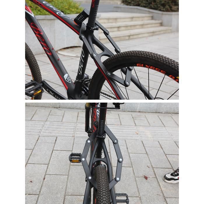 Cadenas Portable Antivol Vélo Pliant DINOKA - 100cm Acier Allié - Niveau De Sécurité C - Avec Support Réglable Pour Selle Sécurité Bicyclette Moto