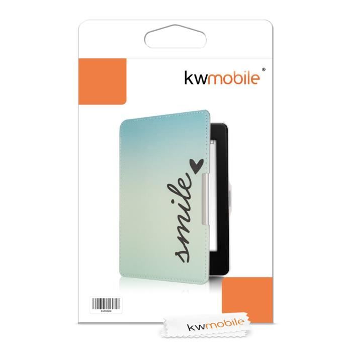 Housse kwmobile pour  Kindle Paperwhite - Étui pour liseuse en blanc  / bleu 