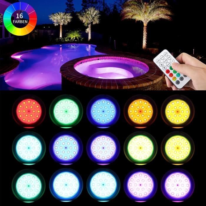 Lumiere Piscine Hors Sol, 10W Rgb Lumiere Piscine Avec Télécommande Rf ...