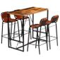 Ensemble De Bar 5 Pcs Bois Massif Recyclé Cuir De Chèvre Brun Ensembles De Meubles De Cuisine De Salle à Manger Brun