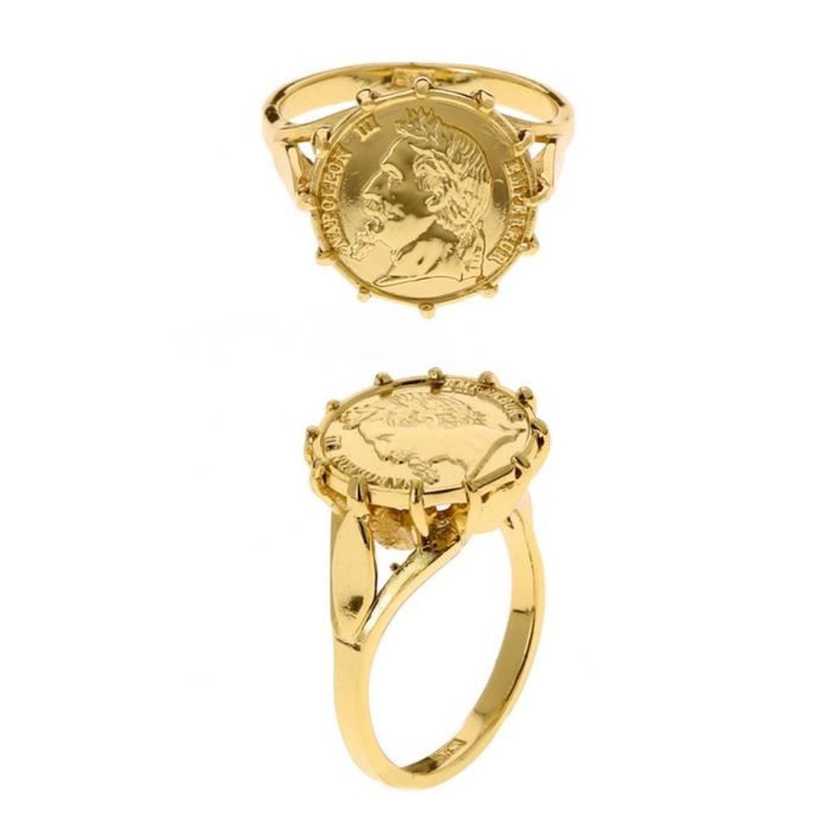 Bague Napoleon 3 Plaque Or 3 Microns Taille 52 Diametre 16