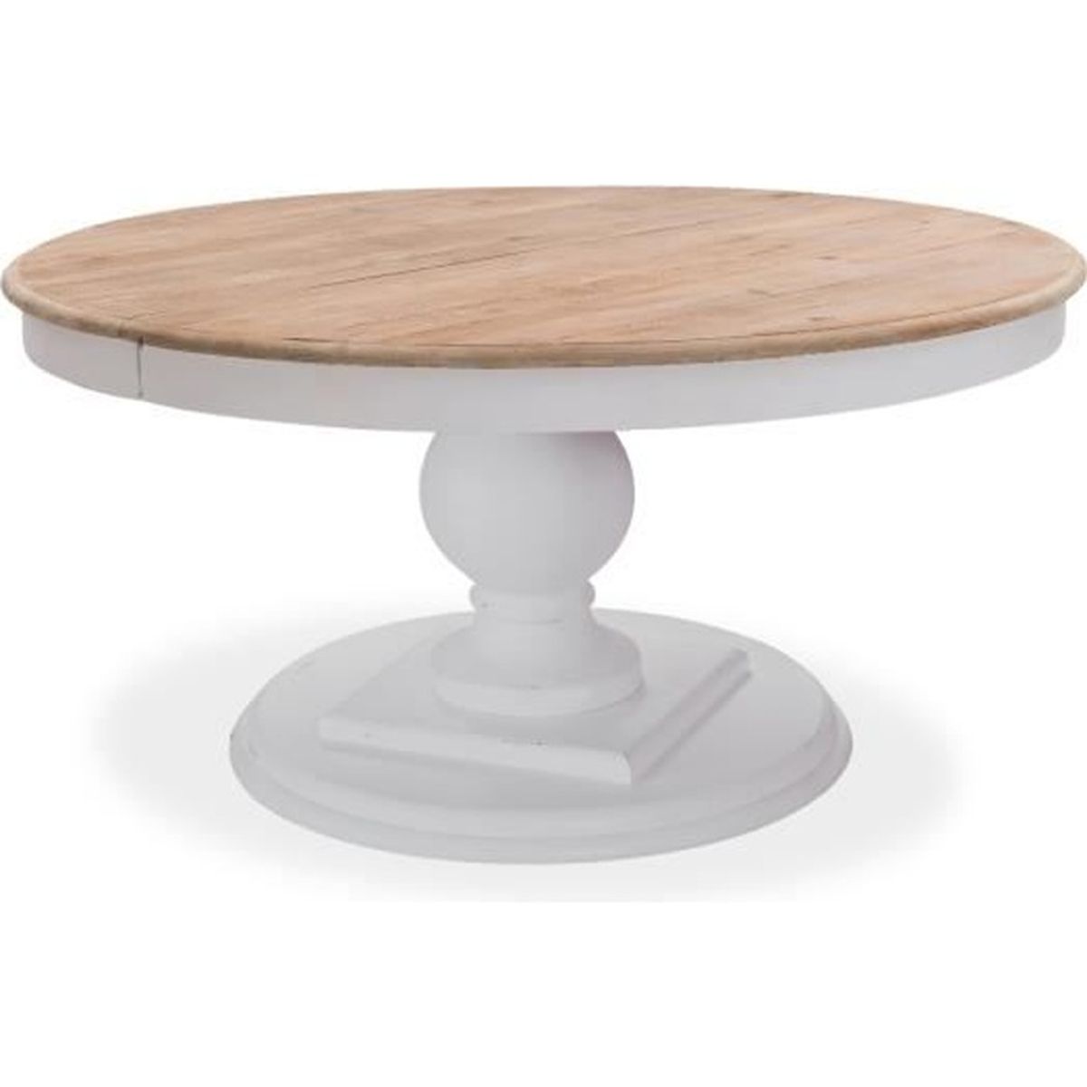 table ronde extensible en bois massif heloise bois naturel et pied blanc cdiscount maison