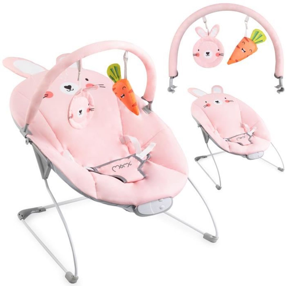 Momi Balancelle Bebe Glossy Transat Bebe Multifonctionnel Pliable Leger Lapin Rose Cdiscount Puericulture Eveil Bebe