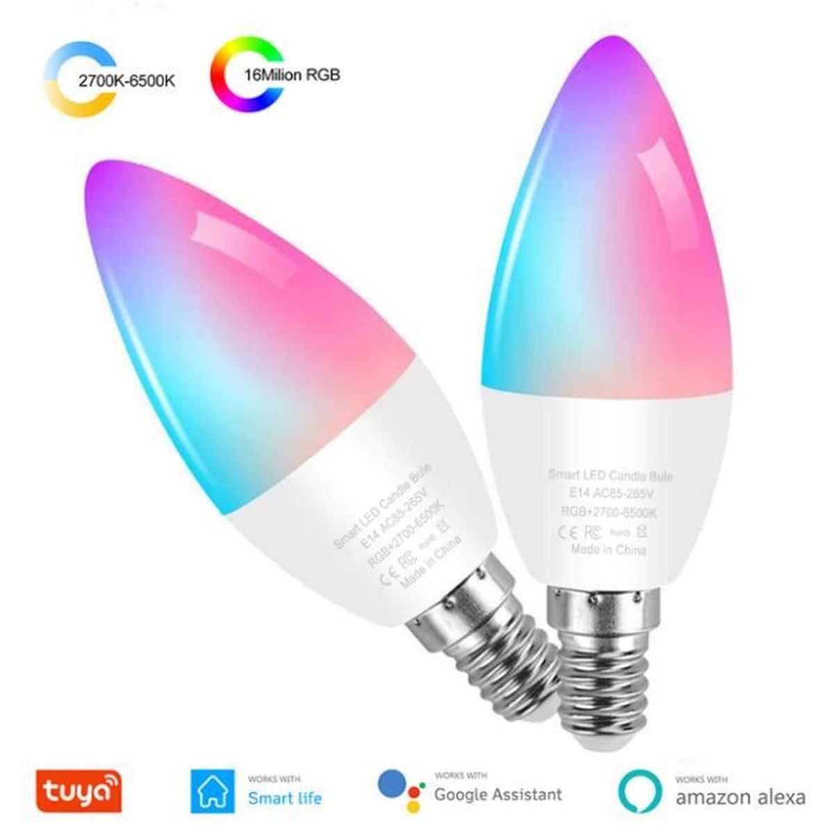 PIMPIMSKY Ampoule Wifi Intelligente LED E14 Ampoule RGB à intensité