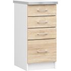 HUCOCO ASTRA - Meuble de cuisine bas style moderne - 40x82x54 - 4 tiroirs - Sonoma