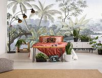 Papier Peint Panoramique Jungle 3D Peinte à la main De La Plante Tropicale Palmier 400 x 280cm Soie Personnalisé Fresque Murale
