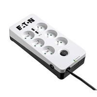 Eaton Multiprise/Parafoudre -Eaton Protection Box 6 USB FR - PB6UF - 6 prises FR + 2 ports USB - Blanc & Noir