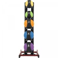 Lot de 5 médecines ball avec rack de rangement - GORILLA SPORTS - Noir et multicolore - 1 à 5 kg - Fitness