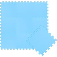 Tapis d'eveil Eva modele puzzle en mousse - 30 x 30 x 1 cm - Bleu clair - Lot de 10 pieces