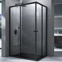 Mai & Mai® cabine de douche noir 140x80cm paroi de douche portes coulissantes verre trempé transparent avec revêtement nano RAV16K