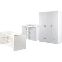Chambre bébé complète ROBA Constantin - Lit évolutif - Blanc - Bois - 70x140 cm - Maison de campagne moderne