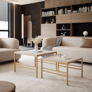 Lumarc Modena, Lot de 2 Tables Basses Gigognes en Bois Massif de Chêne