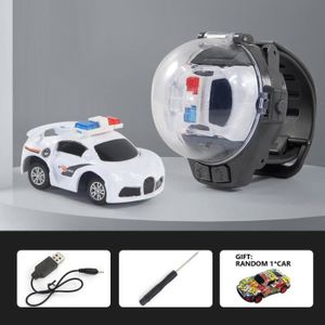 VOITURE - CAMION Voiture de police blanche-Mini voiture télécommandée, série voiture'ingénierie, cadeau'anniversaire de noël p