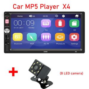 AUTORADIO Avec caméra 8 LED-Lecteur Mp5 Bluetooth haute définition pour voiture, 7 pouces, commande centrale mains lib