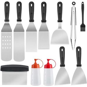 Contient Spatules TANCUDER 7 Pi/èces Kit Accessoires Barbecue Outils de Barbecue Ustensiles pour Barbecue Bois Kit Plancha Ustensiles Kit de Plancha pour Spatule Grattoir Bouteilles de Sauce
