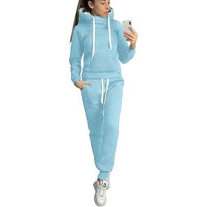 SURVÊTEMENT Survêtement Femmes Casual Ensembles Sportswear À Manches Longues Sweat-Shirt + Jogging Pantalon Sports pour Automne et Hiver Bleu