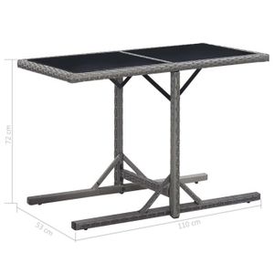 TABLE DE JARDIN  Table de jardin Anthracite 110x53x72 cm Verre et résine tressée XID