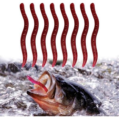 100Pcs Ver terre artificiel Appâts Biomimetic Soft Silicone La Pêche Leurres Simulation Rouges en plastique Vert Environnement Fort - Sport