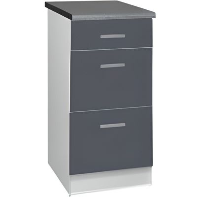Meuble Cuisine Bas 60 Cm 3 Tiroirs Tara Gris Achat Vente
